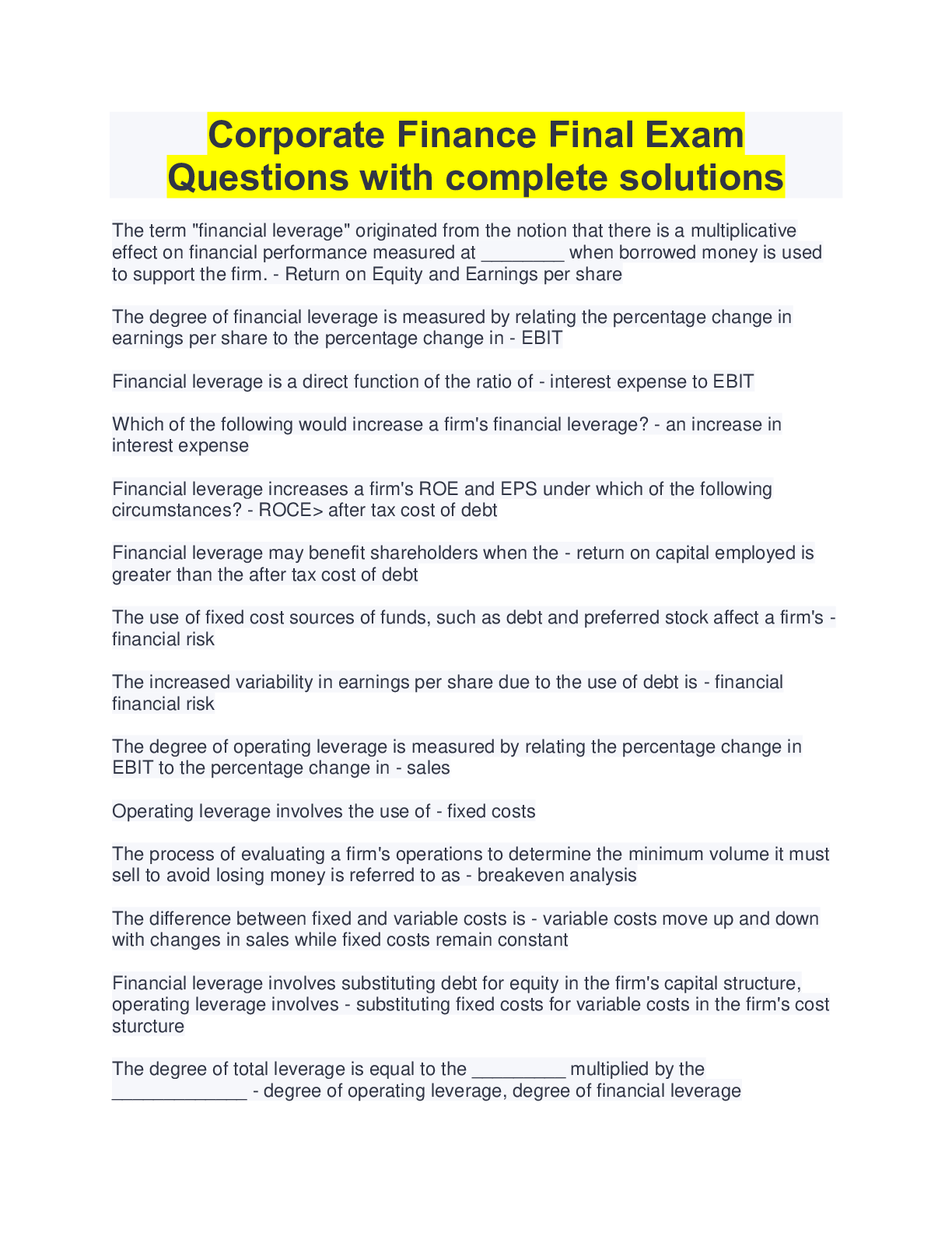 Foundations in Personal Finance Practice for Certificate Exam with